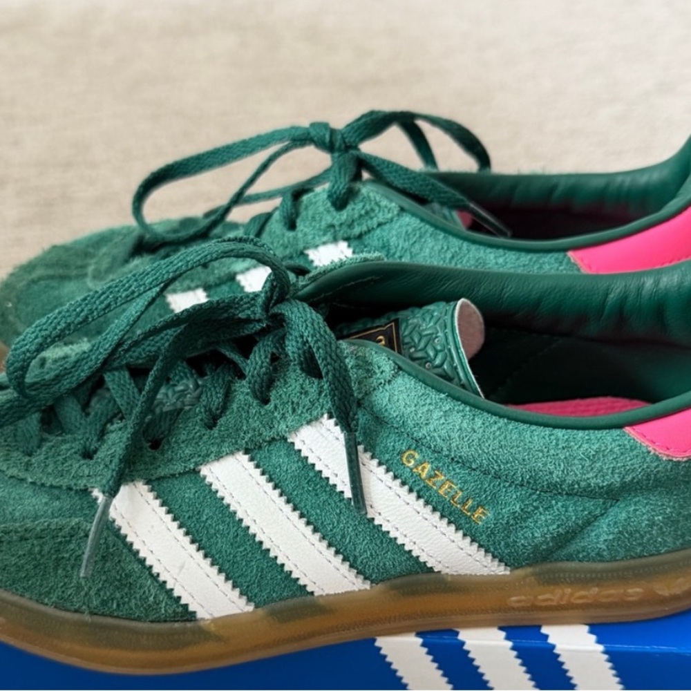 Adidas Gazelle Green and White Women's Sneakers